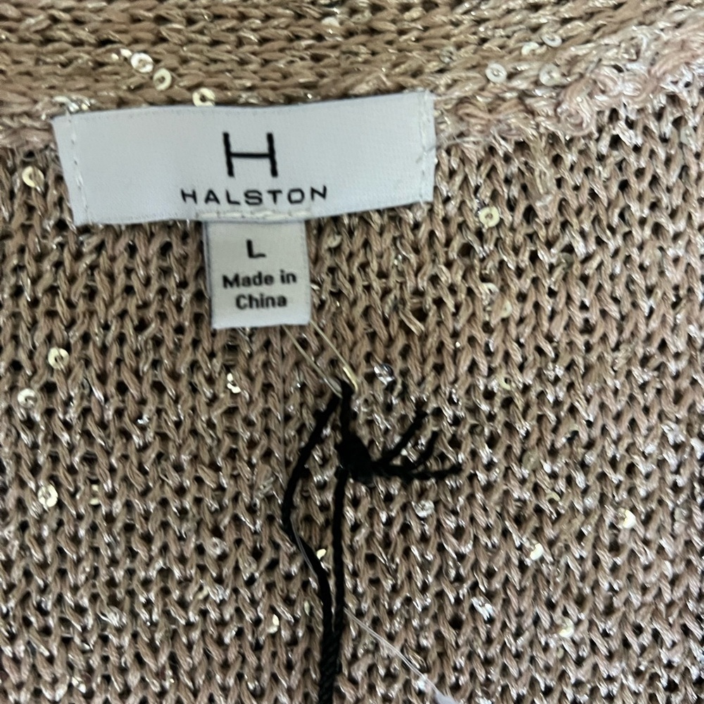Halston Micro-sequined Knit Cardigan with Belt NWT - Picture 3 of 5